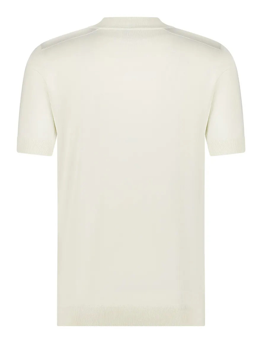 Blue Industry polo creme effen met rits