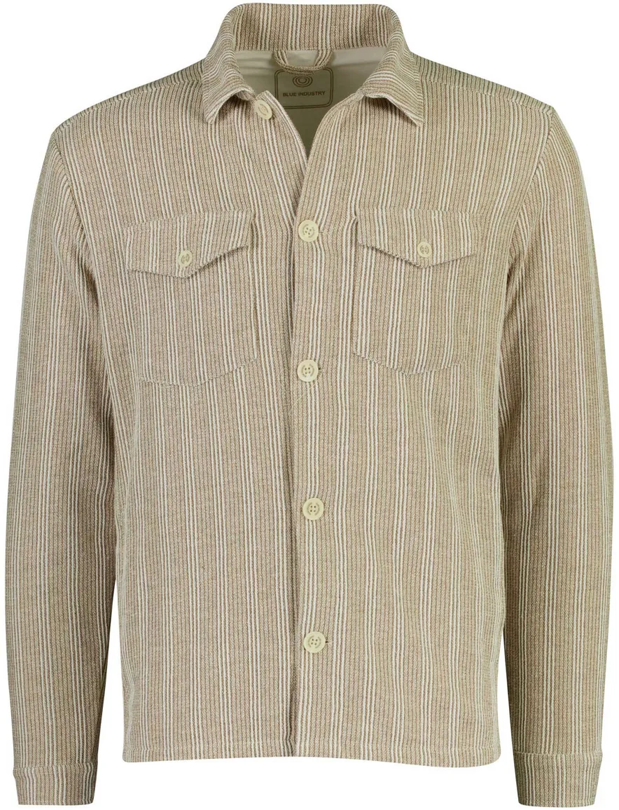 Blue Industry overshirt beige gestreept