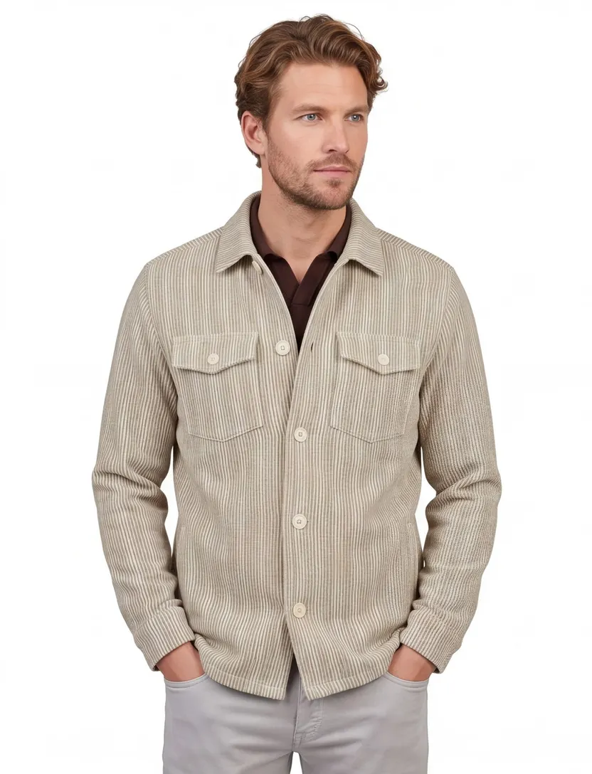 Beige gestreept overshirt Blue Industry normale fit