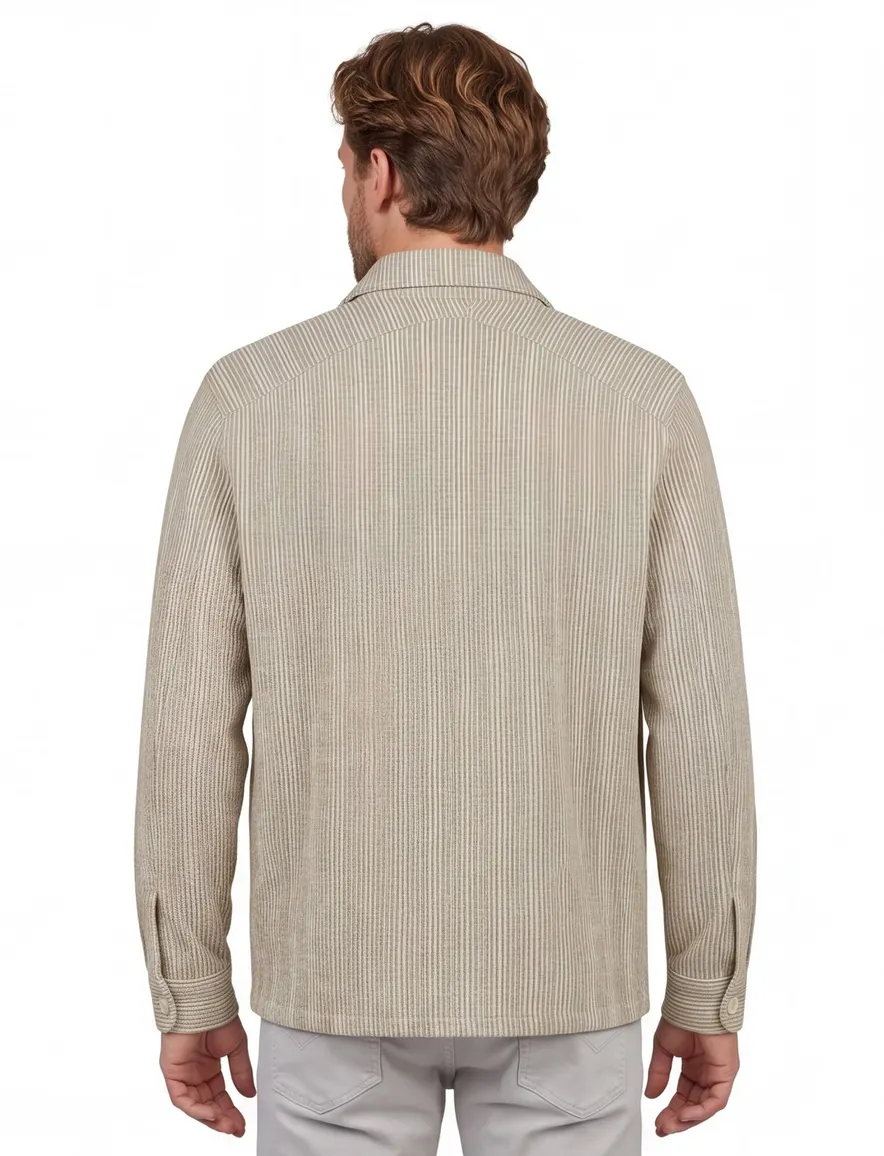 Blue Industry overshirt beige gestreept