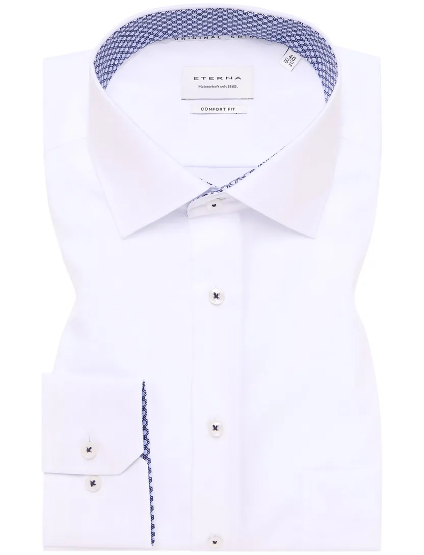 Eterna overhemd wit effen comfort fit katoen