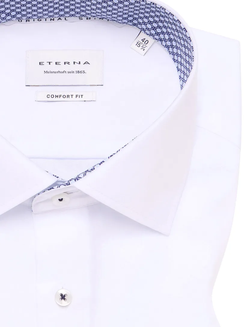 Eterna overhemd wit effen comfort fit katoen