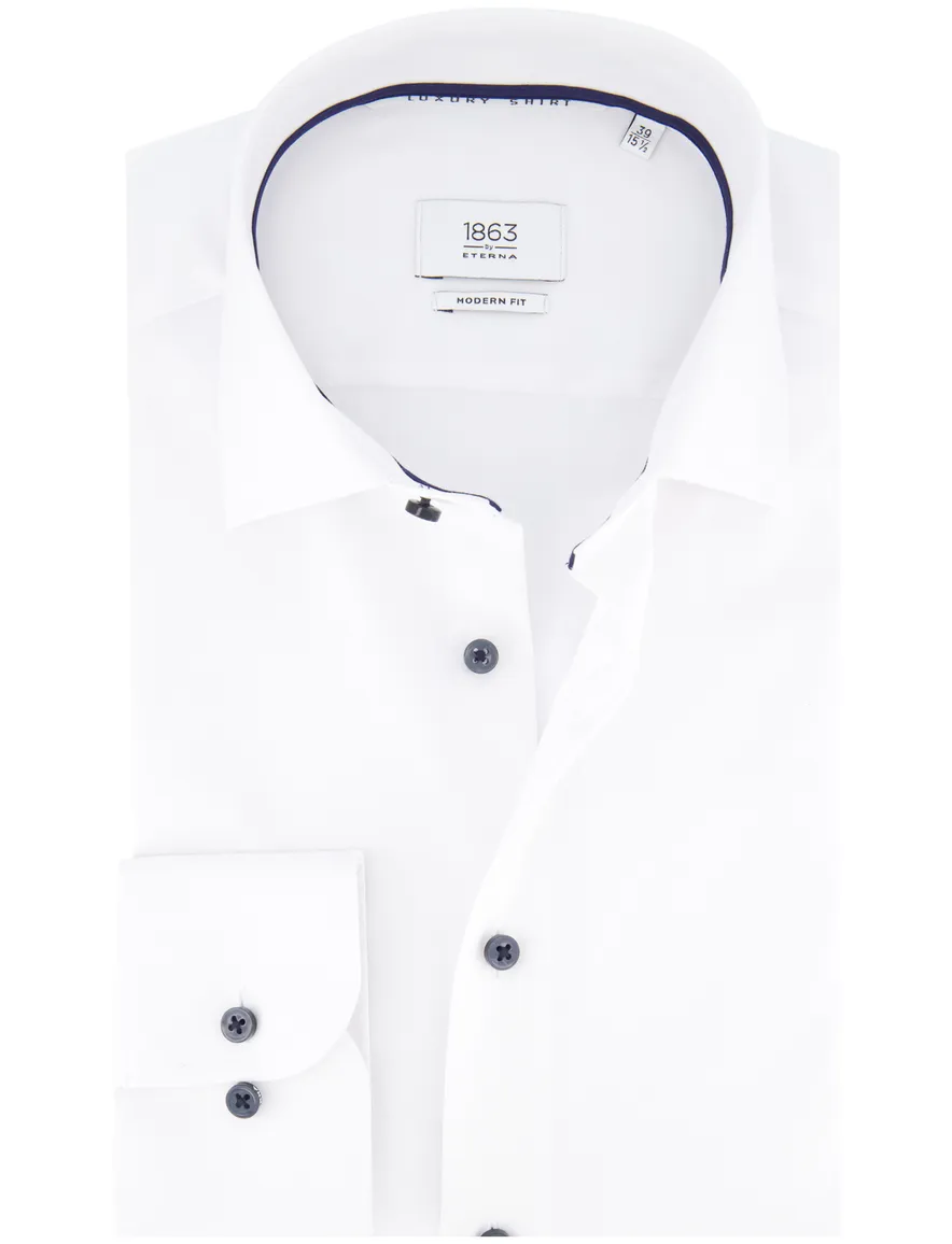 Eterna overhemd wit effen Modern Fit semi wide spread boord