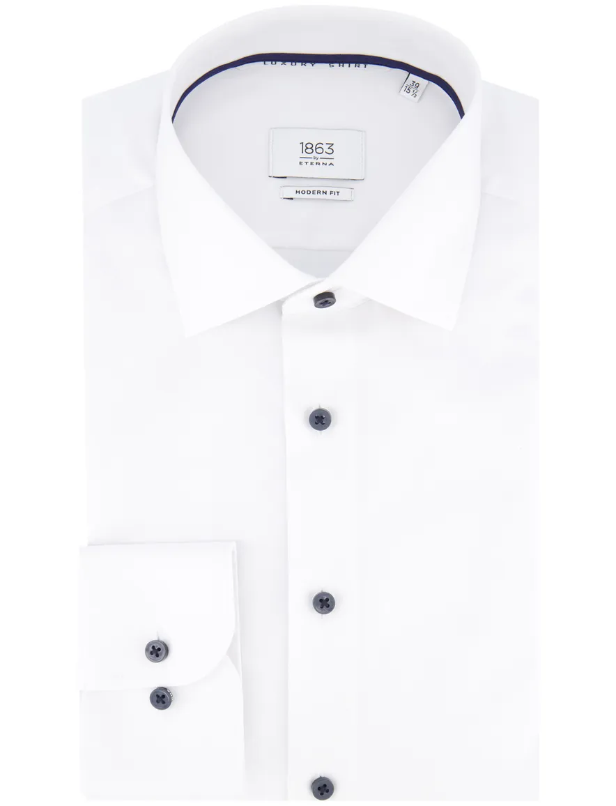 Eterna overhemd wit effen Modern Fit semi wide spread boord