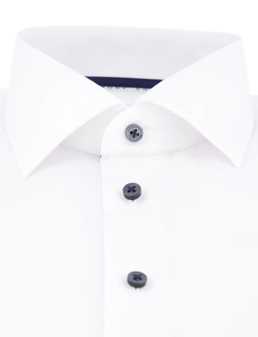 Eterna overhemd wit Modern Fit semi wide spread boord effen