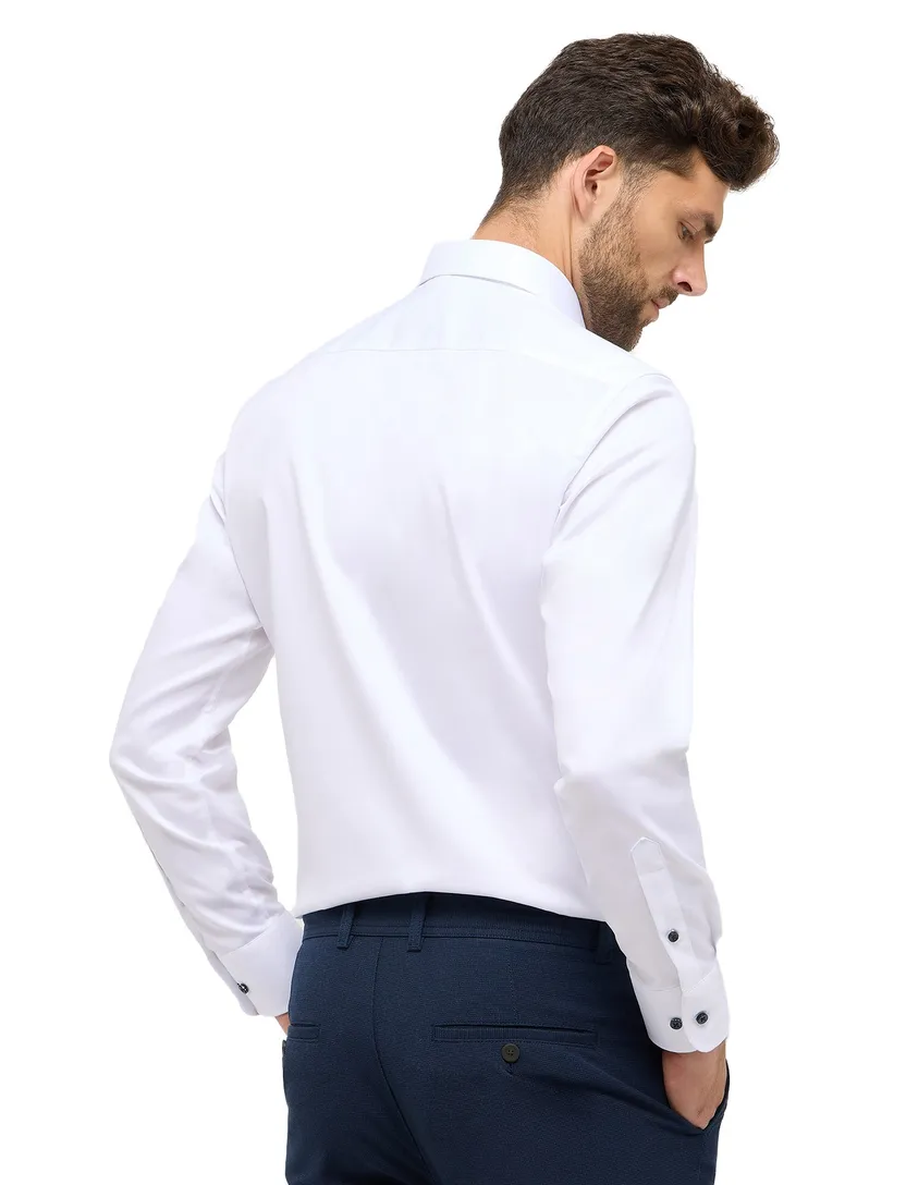 Eterna overhemd wit Modern Fit semi wide spread boord effen