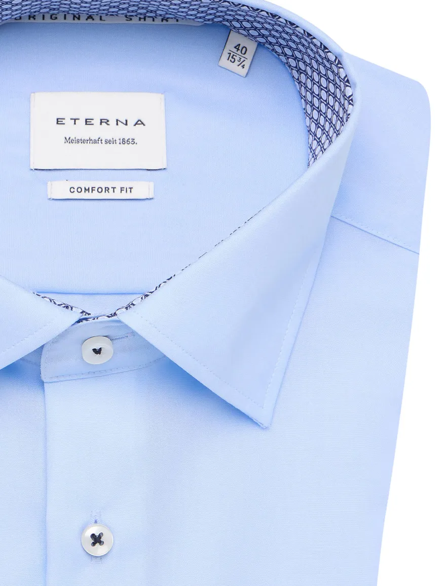 Eterna overhemd lichtblauw comfort fit borstzak