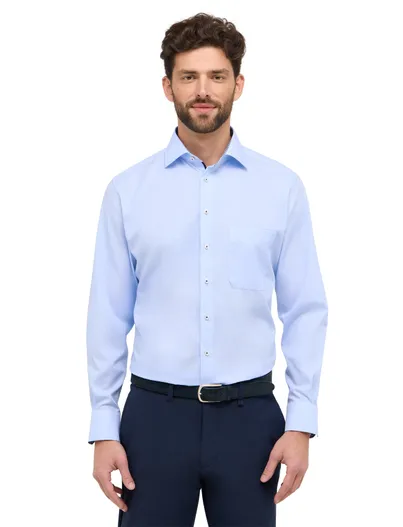 Eterna Eterna overhemd lichtblauw comfort fit katoen