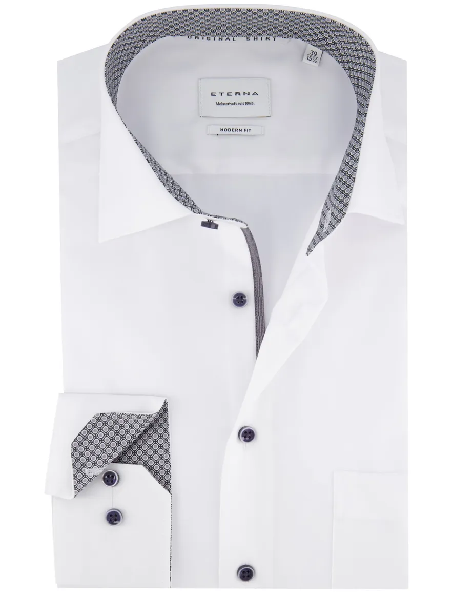 Eterna Modern Fit overhemd wit lange mouw