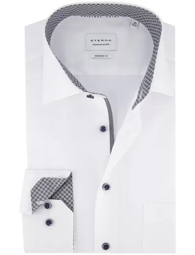 Eterna overhemd Eterna Modern Fit wit lange mouw