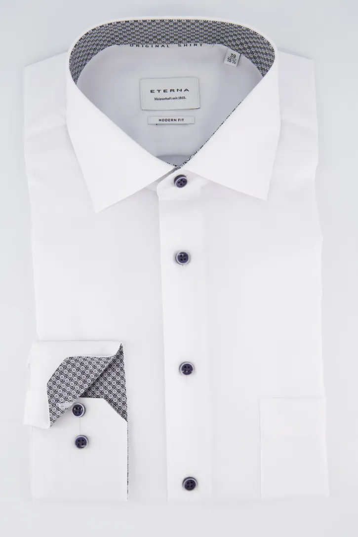 overhemd Eterna Modern Fit wit lange mouw