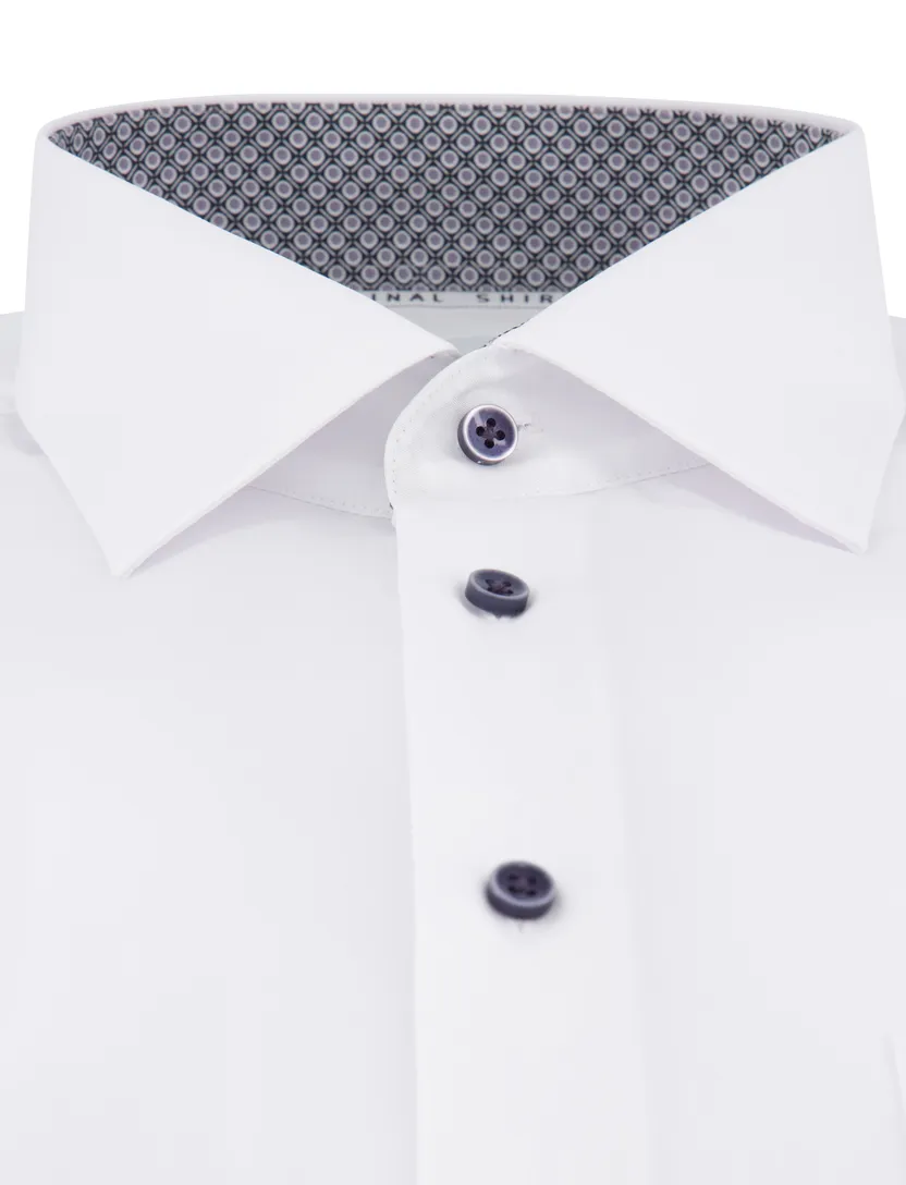 overhemd Eterna Modern Fit wit lange mouw
