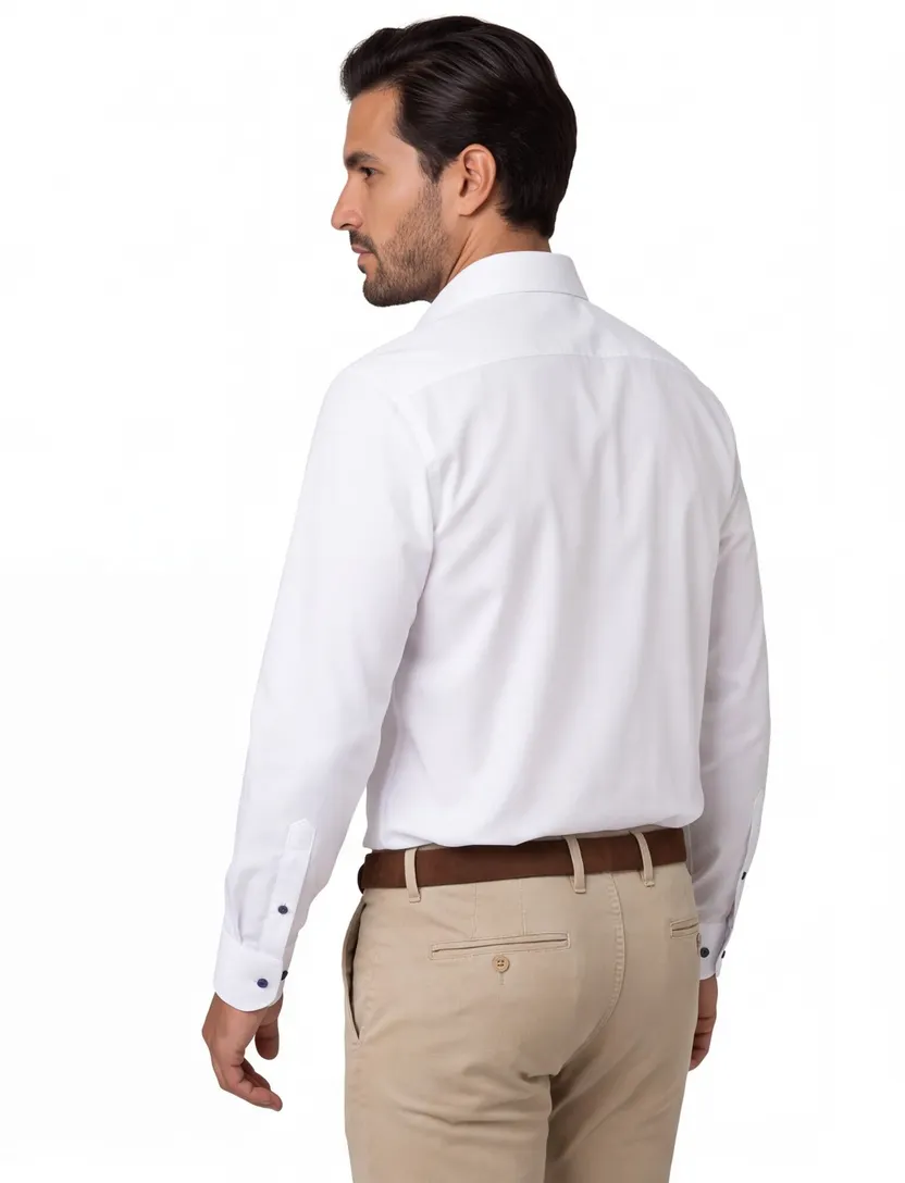 overhemd Eterna Modern Fit wit lange mouw
