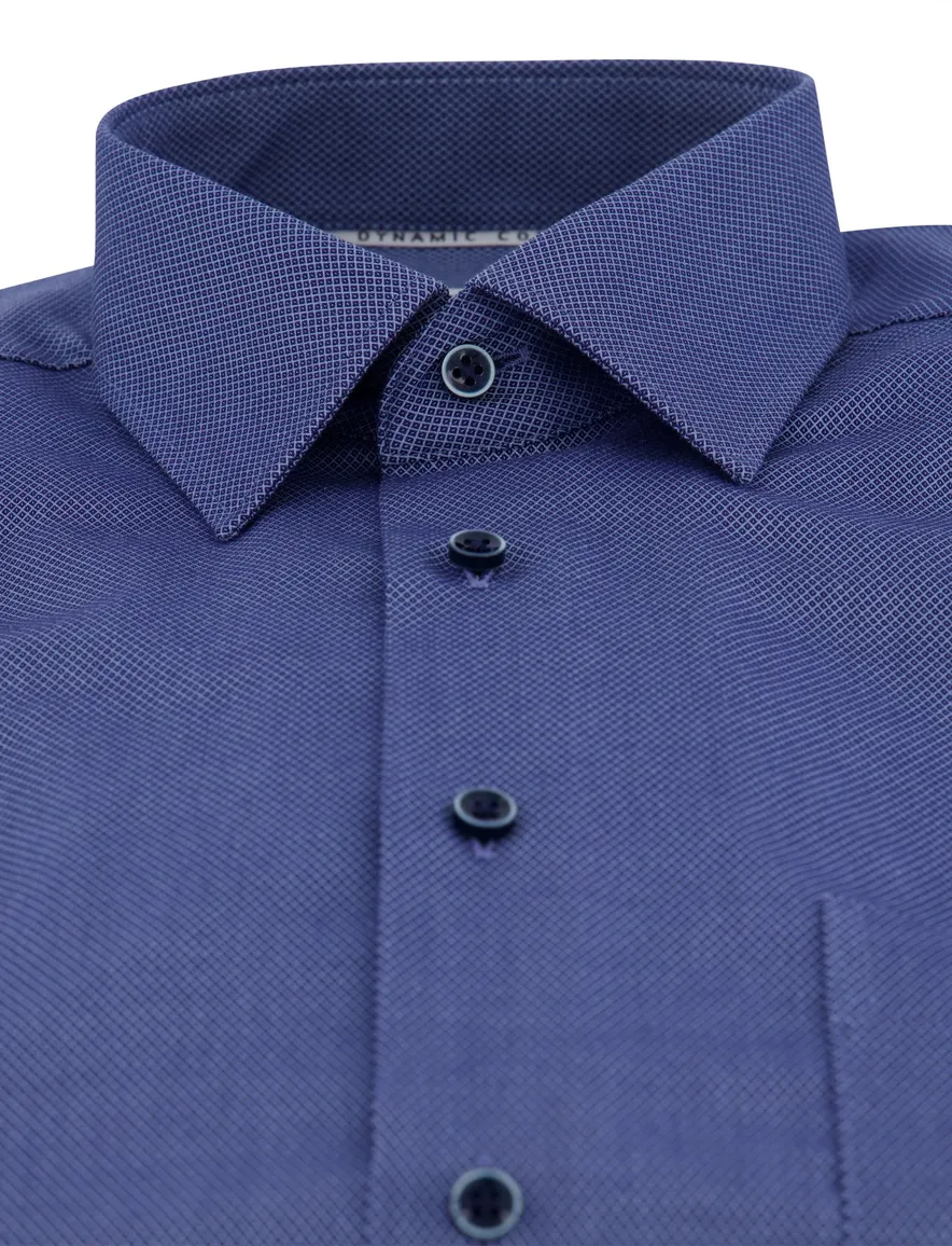 Eterna Comfort Fit business overhemd patroon donkerblauw