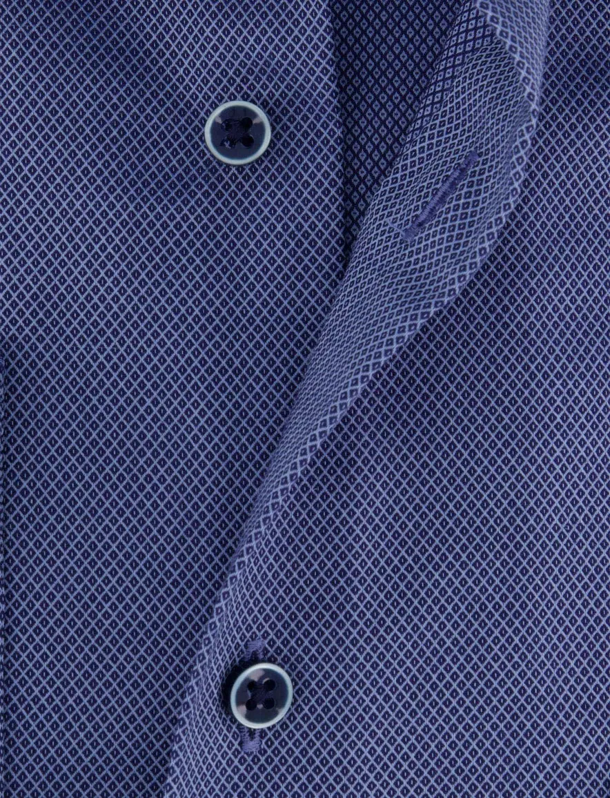 Eterna Comfort Fit business overhemd patroon donkerblauw