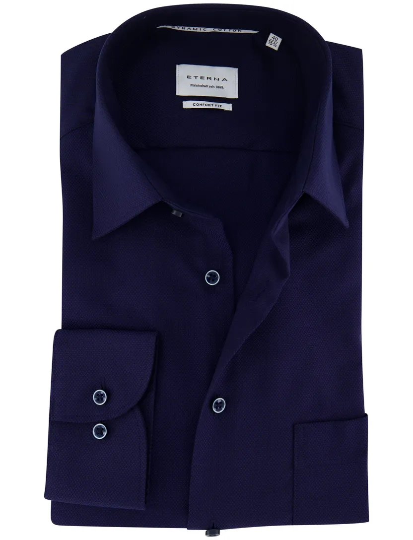 business overhemd Eterna wijde fit donkerblauw