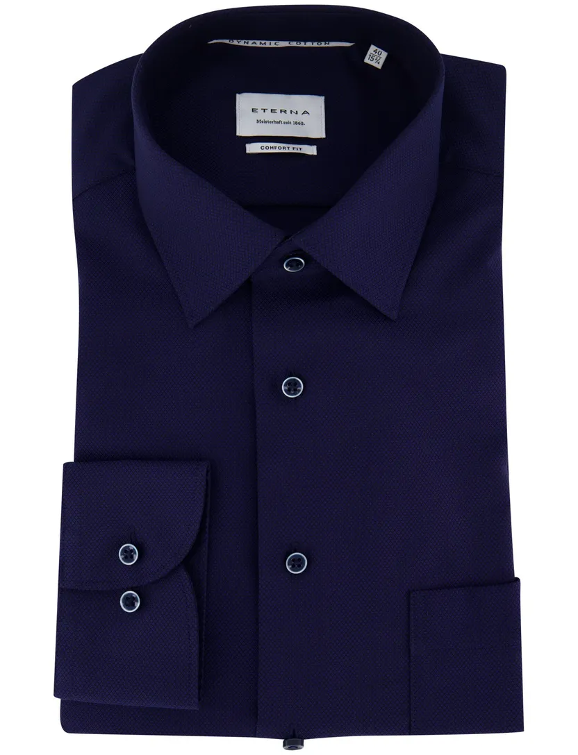 business overhemd Eterna wijde fit donkerblauw