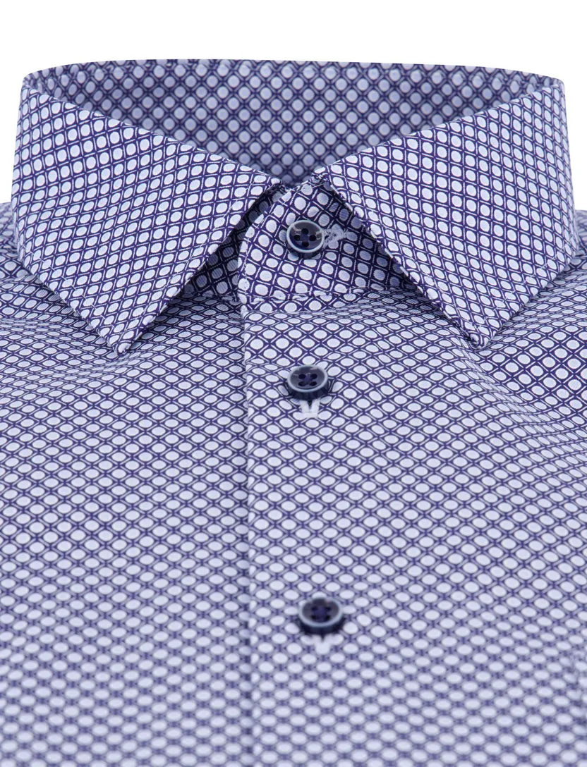 overhemd Eterna blauw geprint lange mouw