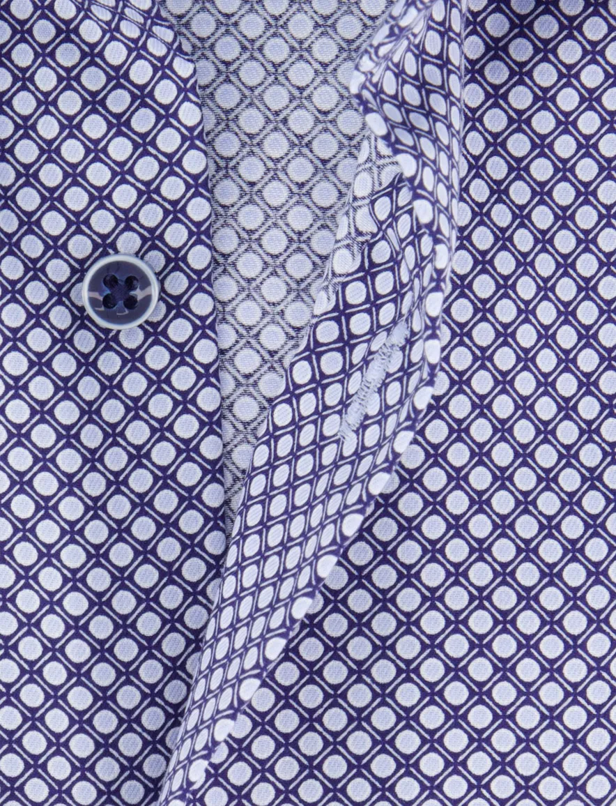 Eterna overhemd blauw geprint lange mouw