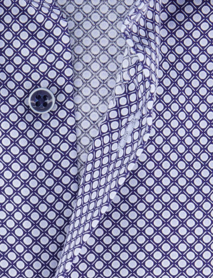 overhemd Eterna blauw geprint lange mouw