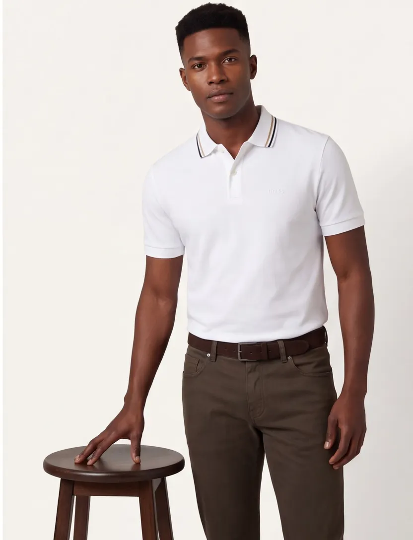 Hugo Boss polo wit White 2-knoops