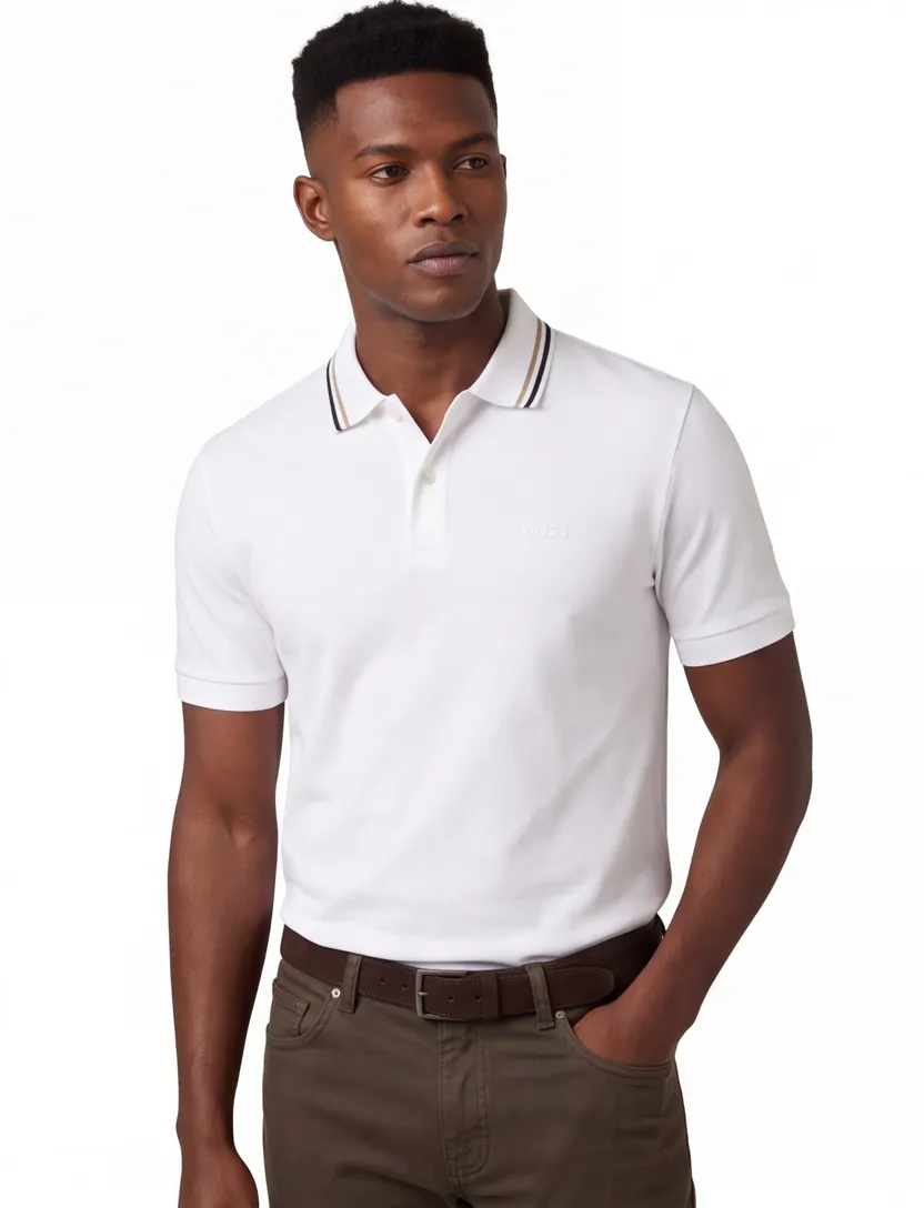 Hugo Boss polo wit White 2-knoops