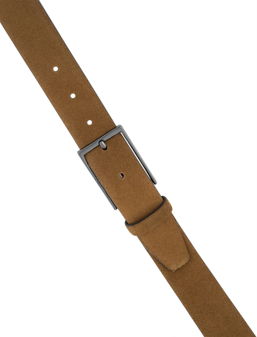 Boss riem leer effen camel