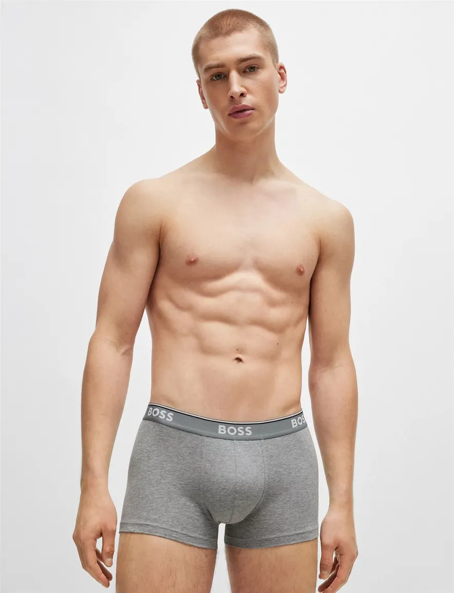 Boxershorts BOSS Black Trunk 3-pack grijs zwart