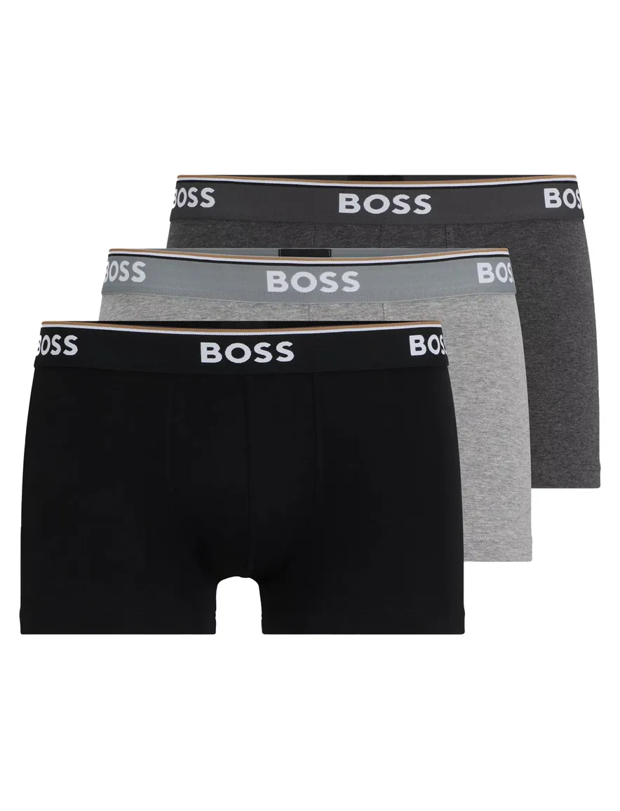 Boxershorts BOSS Black Trunk 3-pack grijs zwart
