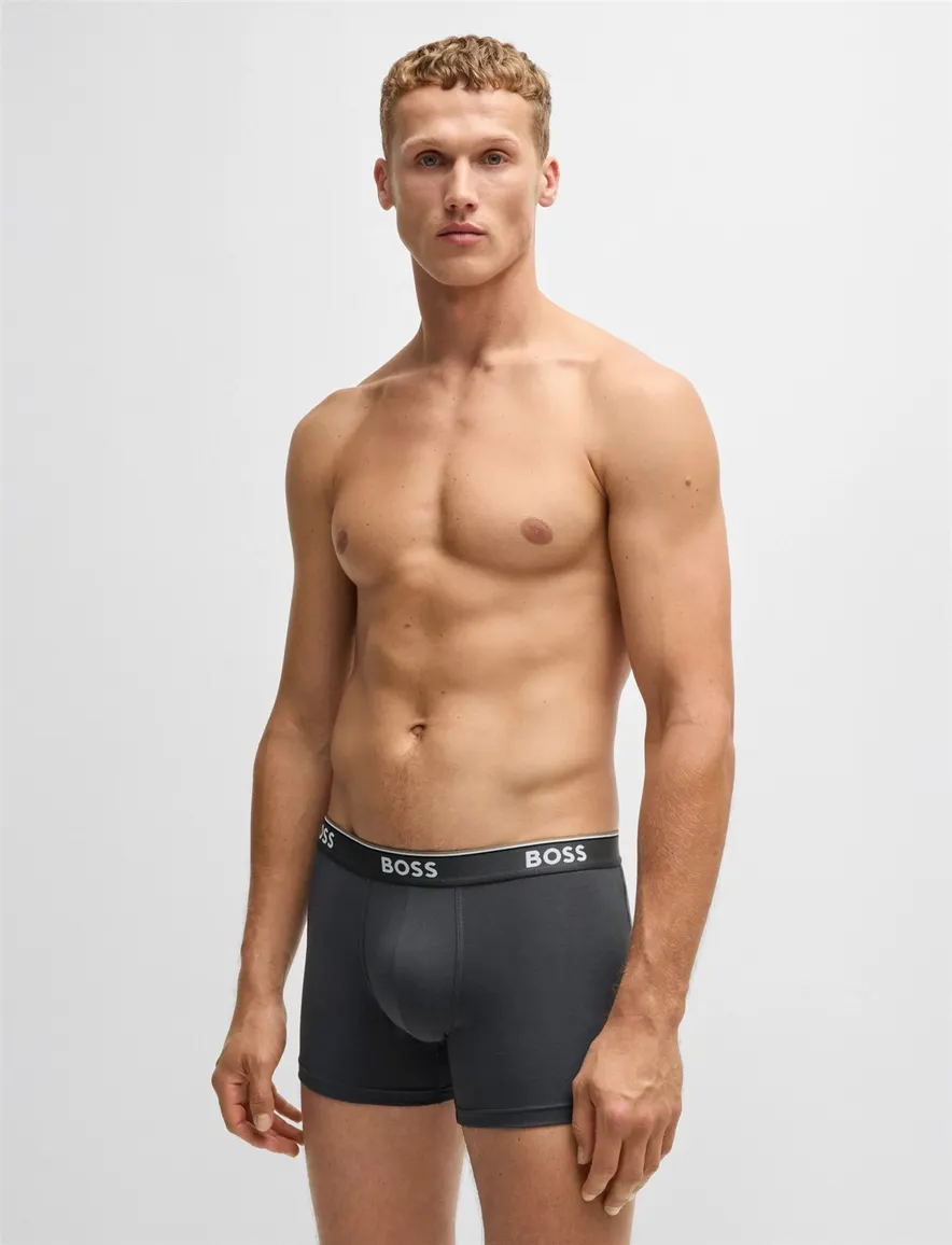 BOSS Black Boxershorts 3-pack blauw grijs katoen