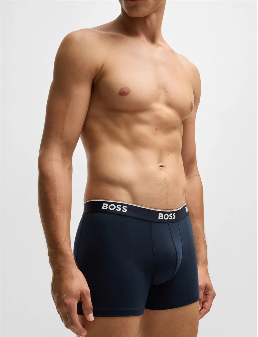 BOSS Black Boxershorts 3-pack blauw grijs katoen