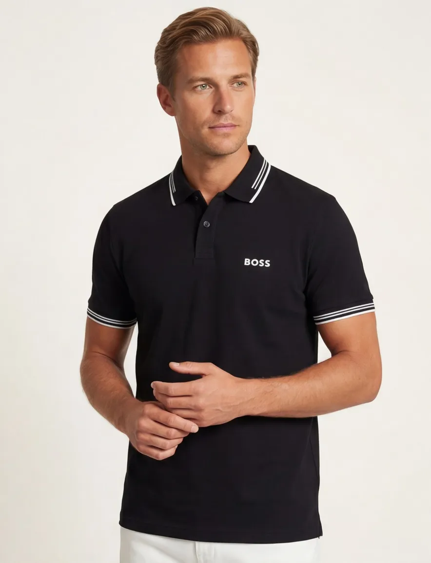 BOSS Green Paul polo zwart slim fit