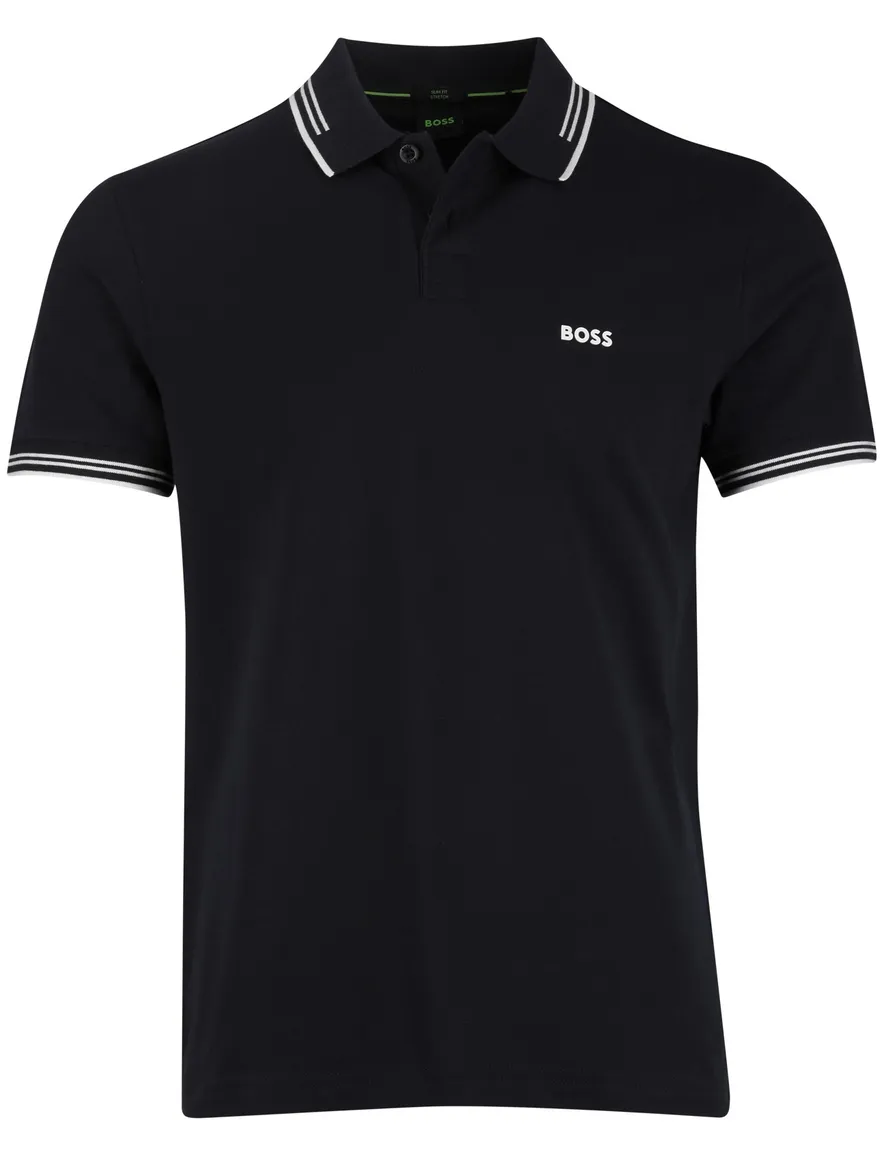 Boss Green Paul polo donkerblauw effen korte mouw