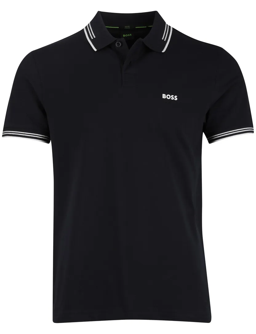 Boss Green Paul polo donkerblauw korte mouw effen