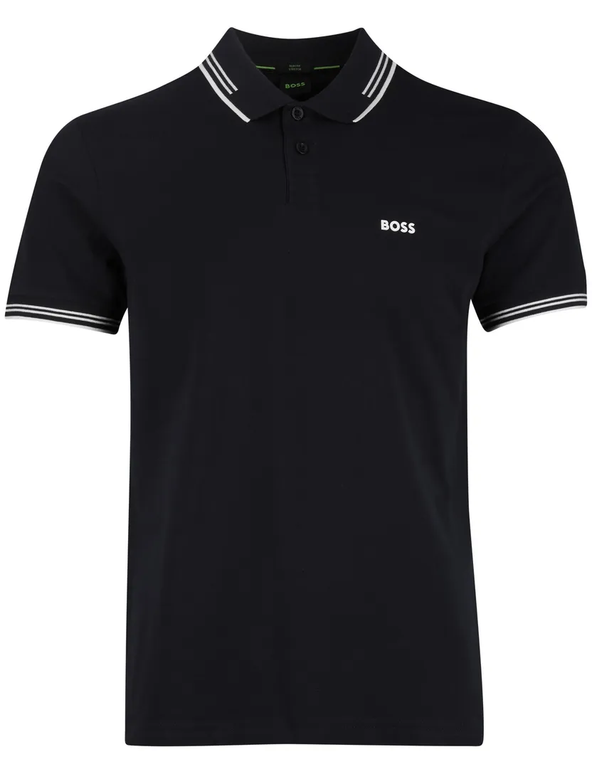 Boss Green Paul polo donkerblauw korte mouw effen