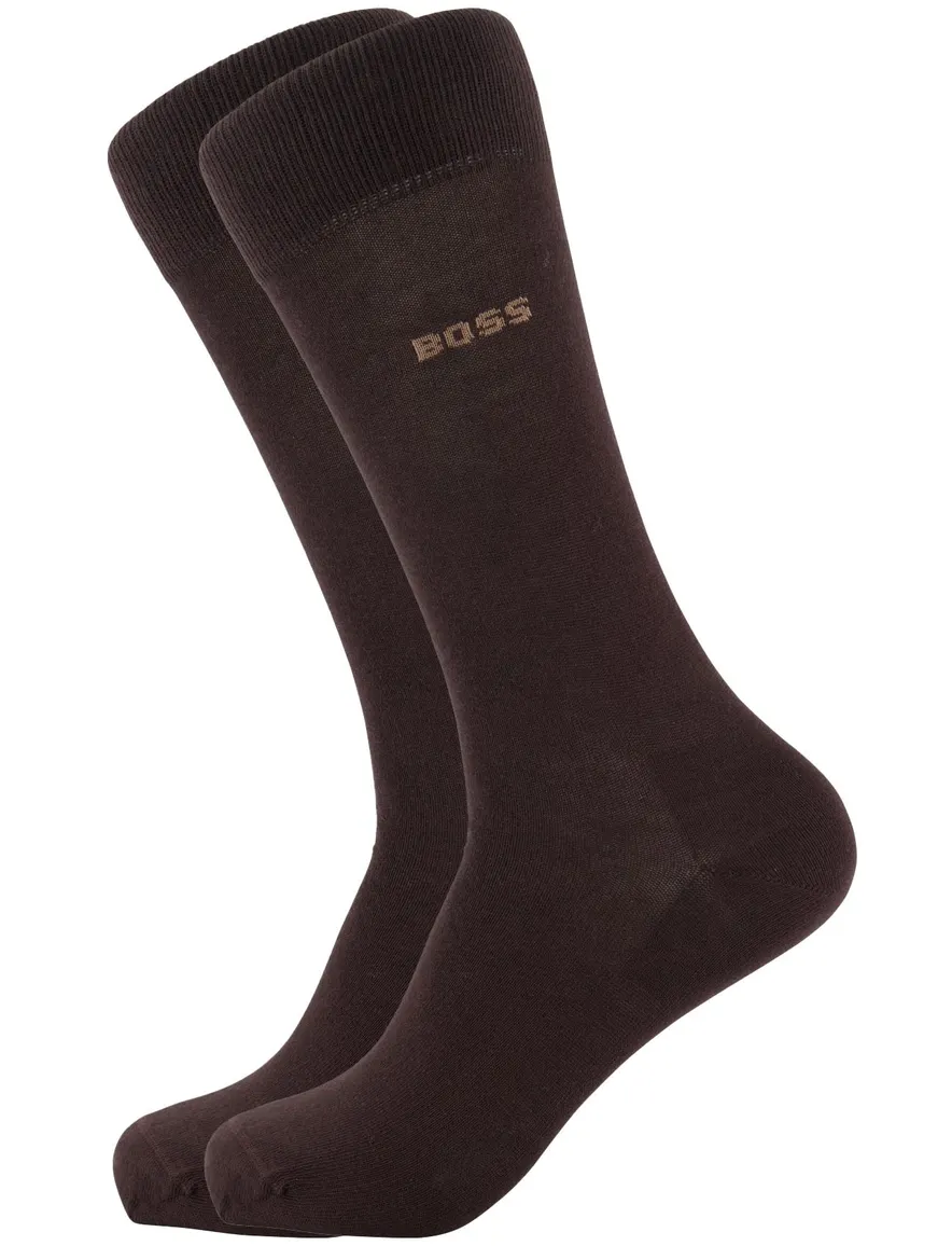 Hugo Boss Black sokken 2-pack donkerbruin met logo