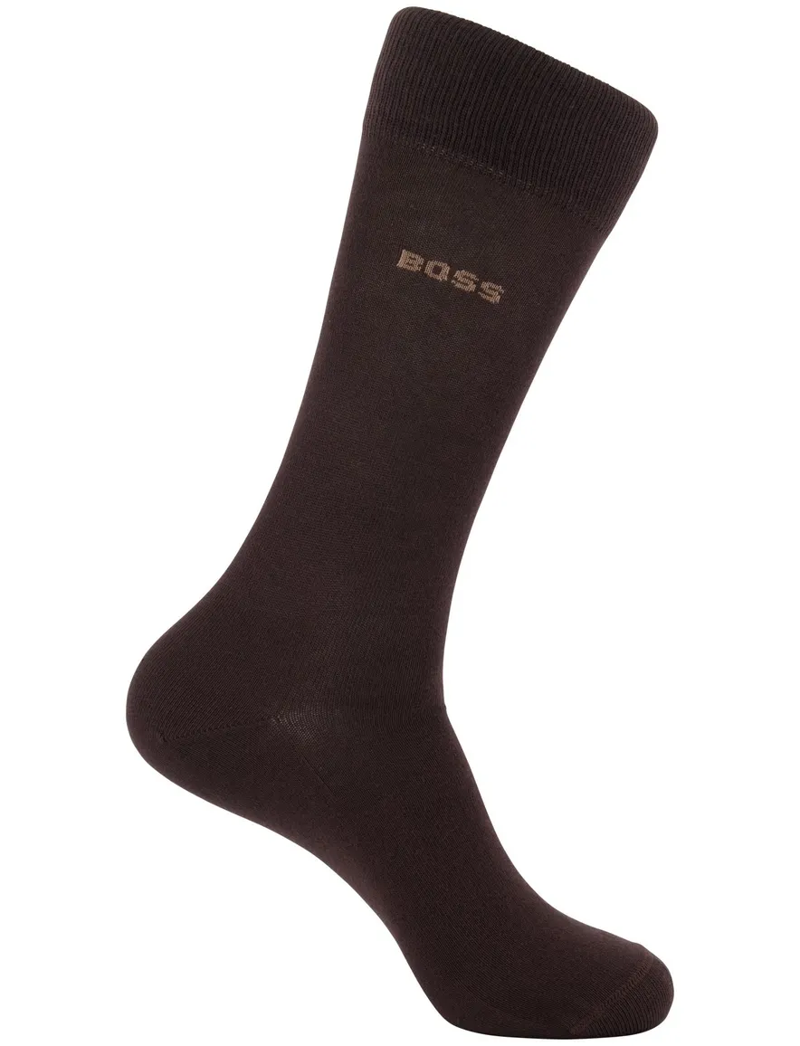Hugo Boss Black sokken 2-pack donkerbruin met logo