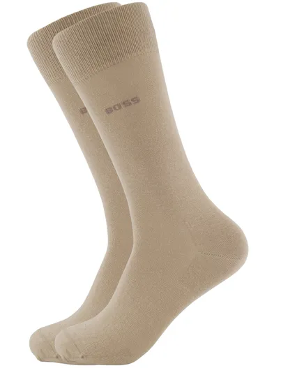 Hugo Boss Hugo Boss sokken 2 pack beige effen met logo