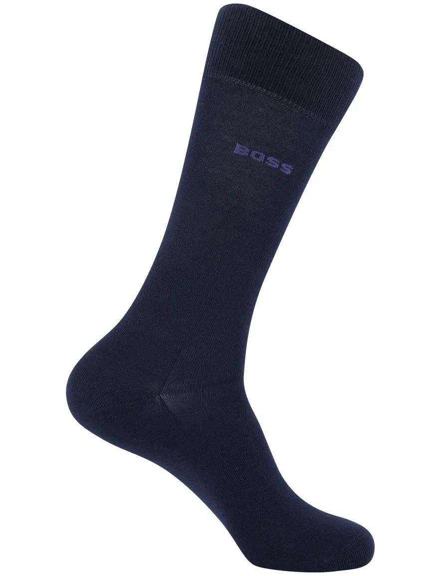 Boss sokken donkerblauw 2-pack effen