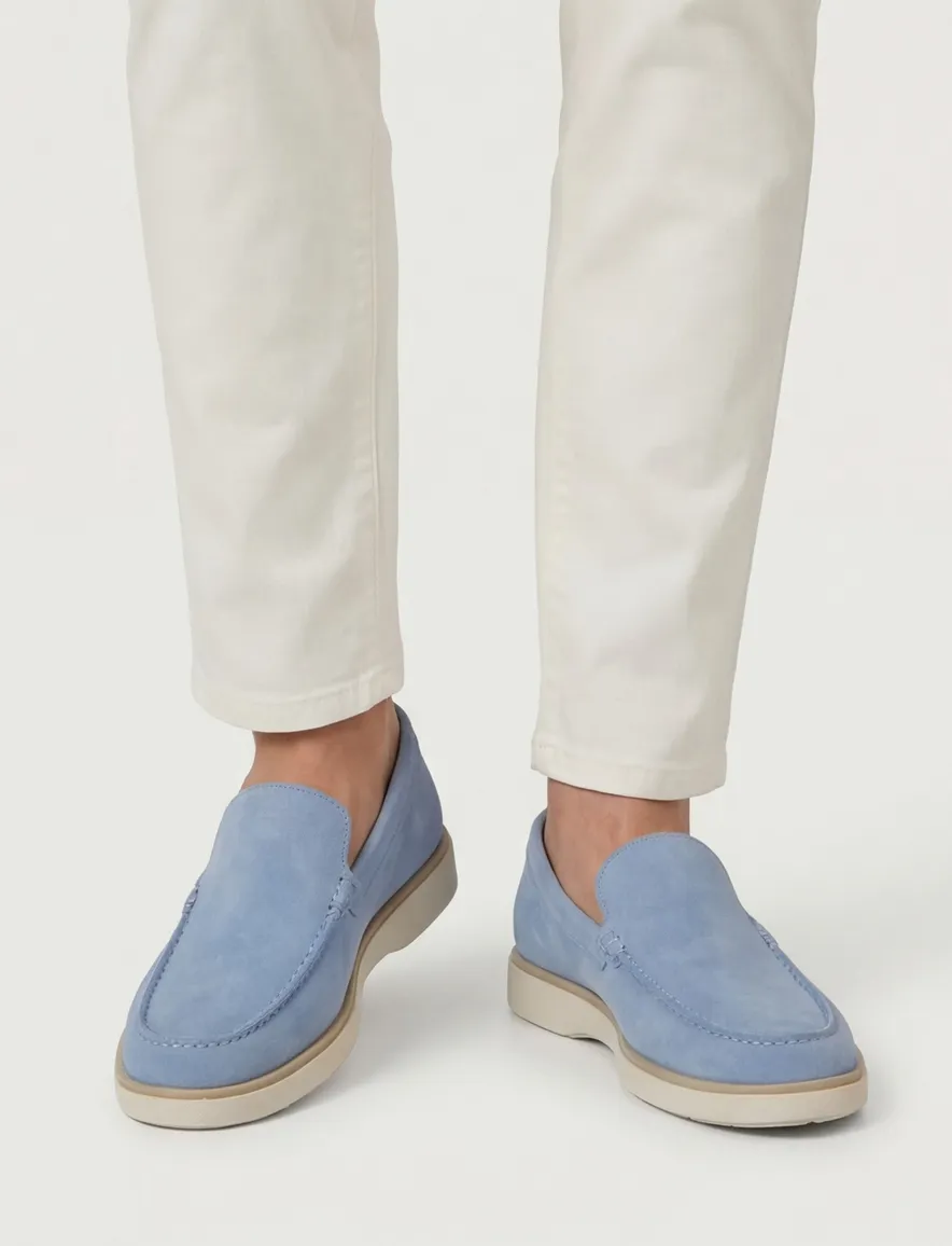 Giorgio loafer lichtblauw effen lichte zool laag