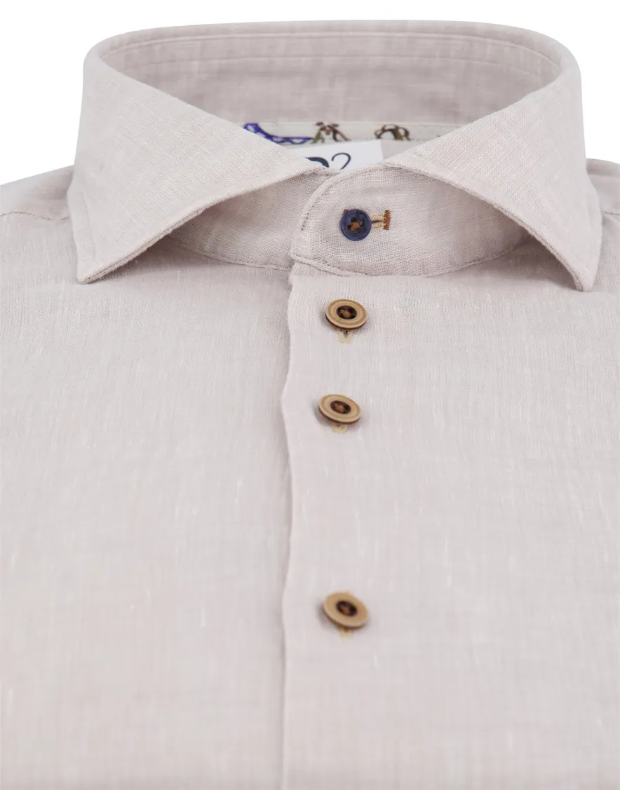 R2 Amsterdam overhemd beige lange mouw