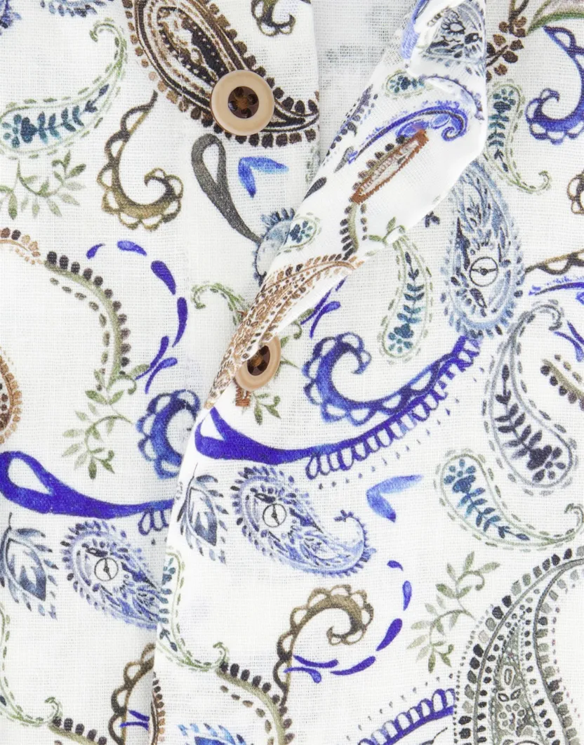 R2 Amsterdam overhemd blauw geprint lange mouw geprint