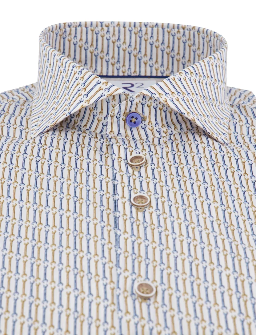 R2 overhemd wit lange mouw wide collar