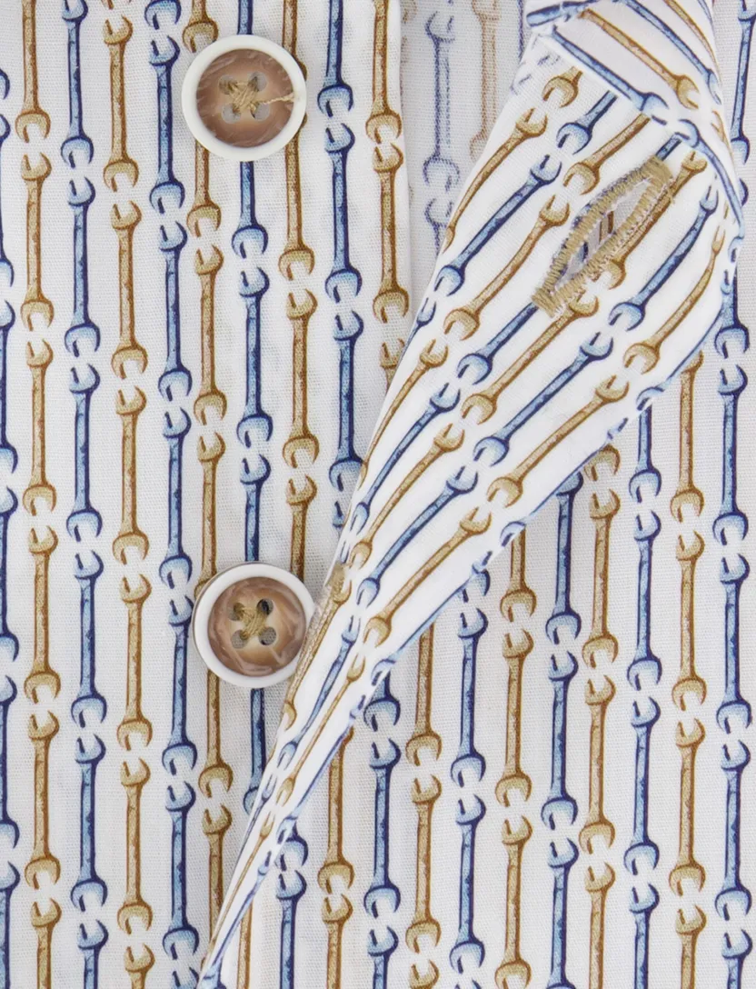 R2 overhemd wit lange mouw wide collar