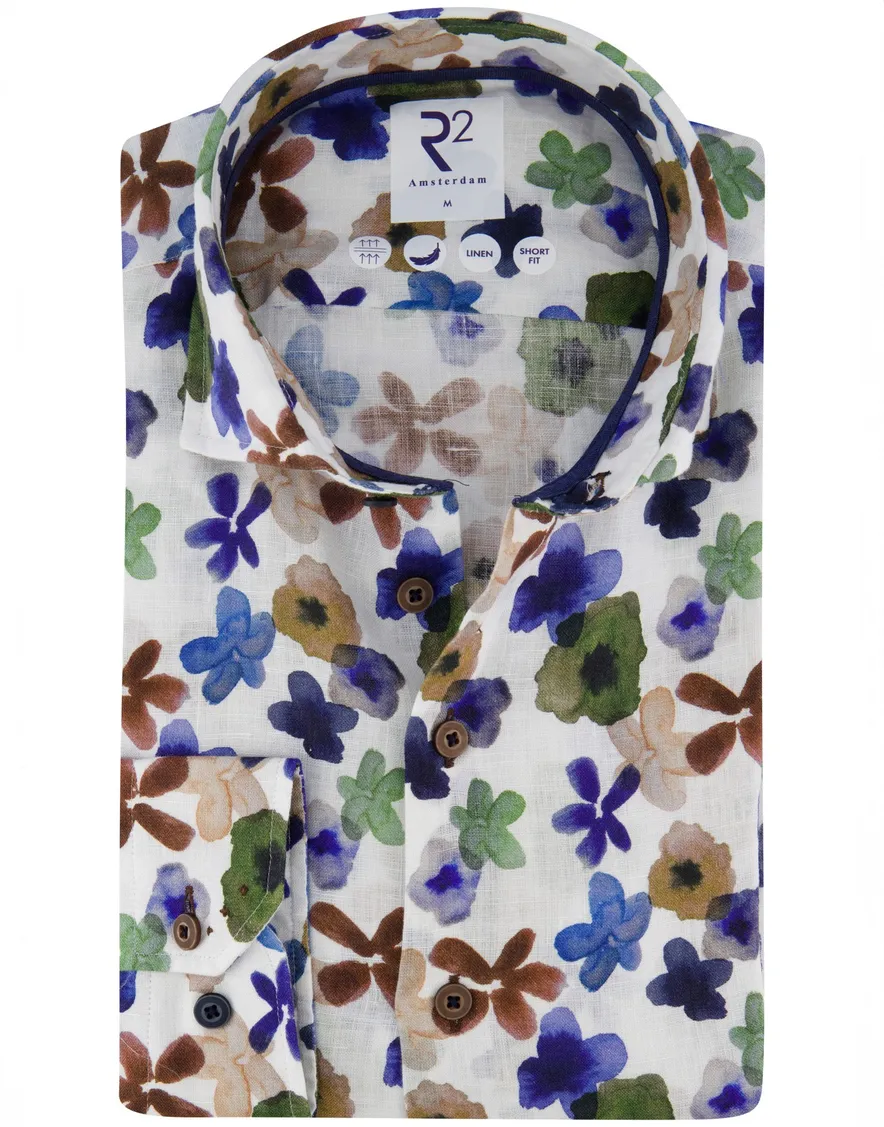 R2 overhemd geprint met bloemen lange mouwen