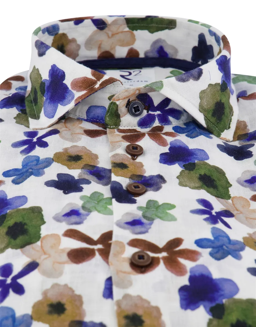 R2 overhemd geprint met bloemen lange mouwen