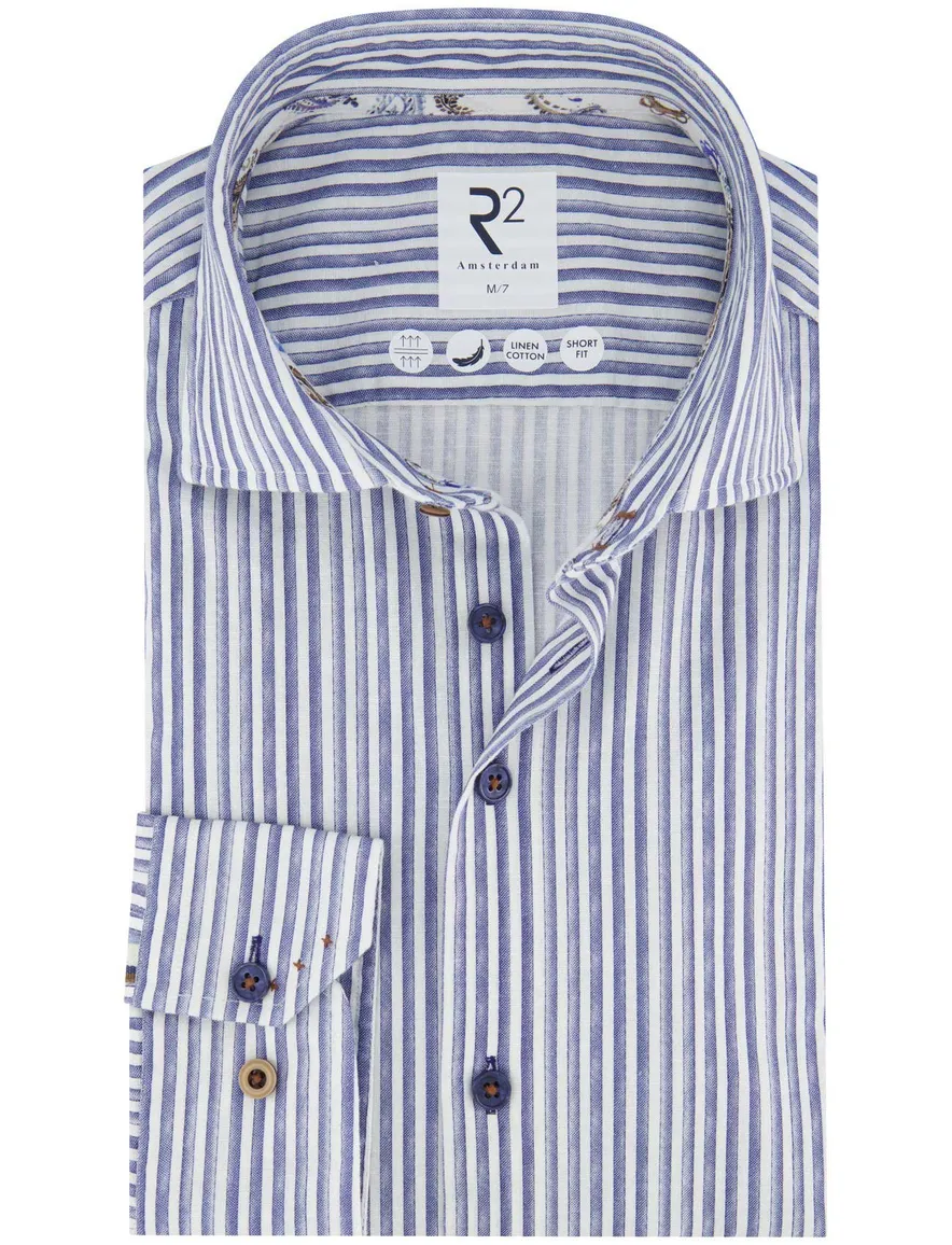 R2 overhemd blauw gestreept