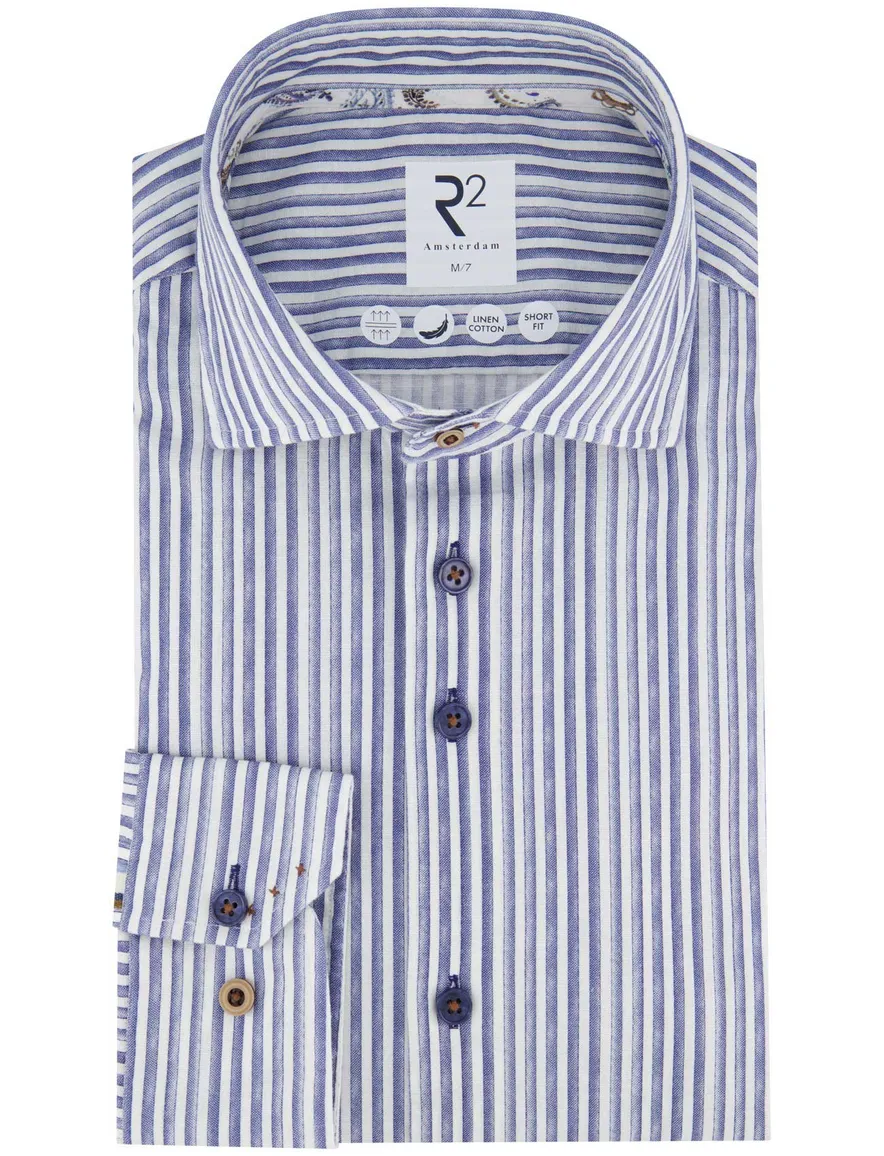 R2 overhemd blauw gestreept