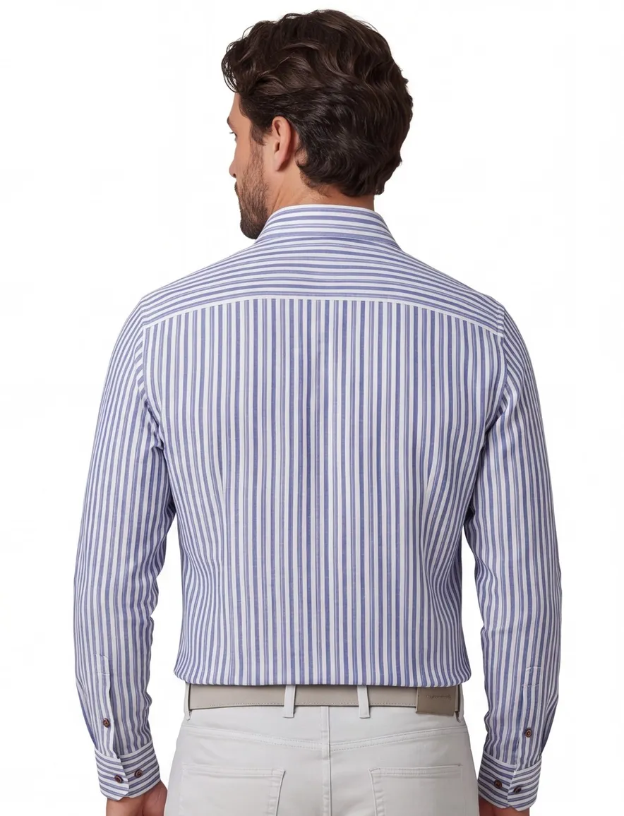 R2 overhemd blauw gestreept