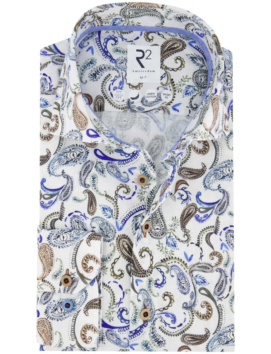 R2 overhemd mouwlengte 7 blauw